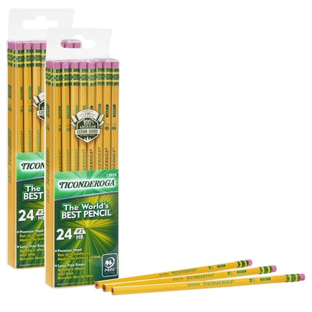 Ticonderoga Pencils, No 2 Soft, Yellow, Unsharpened, 48PK X13924